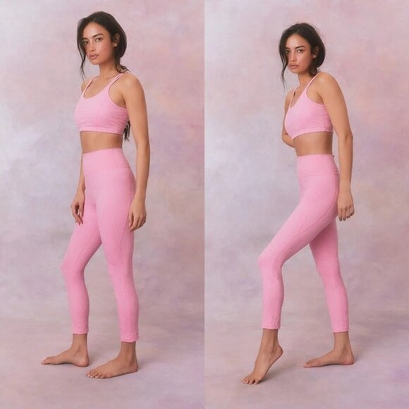 nwt LOVE SHACK FANCY Highland High Waisted Active Legging in Pink/Rose - Size L - Picture 2 of 10